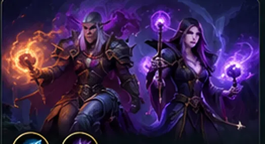 Fantasy painting representing Mage and Warlock